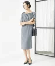 FMEAA11360 MICHEL KLEIN(ミッシェルクラン) ストレッチスクエアネックワンピース(セットアップ対応) ネイビー(57)