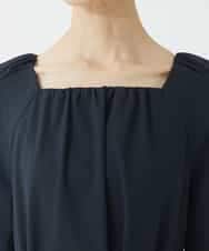 FMEAA11360 MICHEL KLEIN(ミッシェルクラン) ストレッチスクエアネックワンピース(セットアップ対応) ネイビー(57)