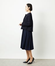 FMEAD06360 MICHEL KLEIN(ミッシェルクラン) ノーカラープリーツワンピース ネイビー