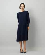 FMEAD06360 MICHEL KLEIN(ミッシェルクラン) ノーカラープリーツワンピース ネイビー