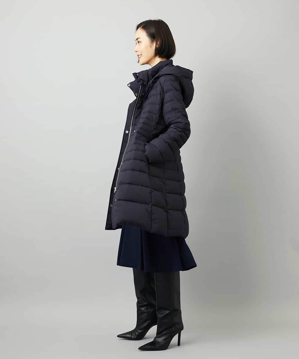 FMEAD06360 MICHEL KLEIN(ミッシェルクラン) ノーカラープリーツワンピース ネイビー