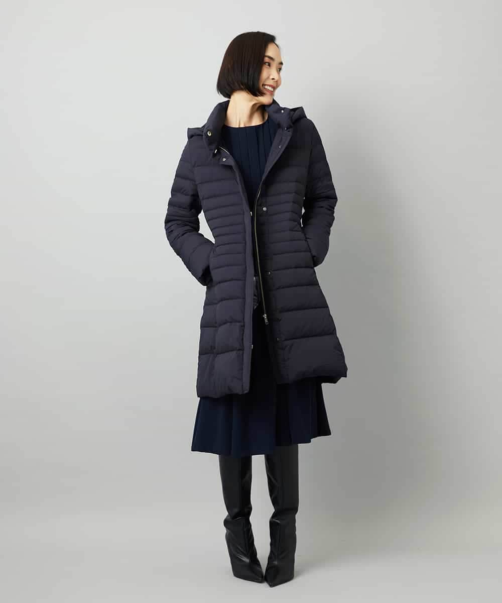 FMEAD06360 MICHEL KLEIN(ミッシェルクラン) ノーカラープリーツワンピース ネイビー