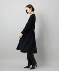 FMEAD06360 MICHEL KLEIN(ミッシェルクラン) ノーカラープリーツワンピース ネイビー