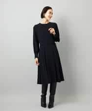 FMEAD06360 MICHEL KLEIN(ミッシェルクラン) ノーカラープリーツワンピース ネイビー