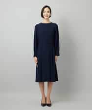 FMEAD06360 MICHEL KLEIN(ミッシェルクラン) ノーカラープリーツワンピース ネイビー