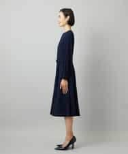 FMEAD06360 MICHEL KLEIN(ミッシェルクラン) ノーカラープリーツワンピース ネイビー