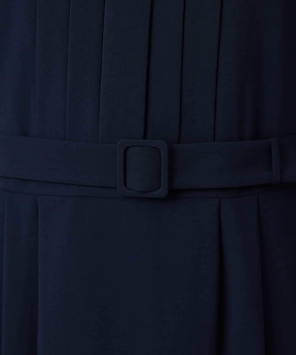 FMEAD06360 MICHEL KLEIN(ミッシェルクラン) ノーカラープリーツワンピース ネイビー