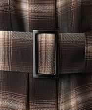 FMEAD11400 MICHEL KLEIN(ミッシェルクラン) バンドカラーチェックシャツワンピース ブラウン