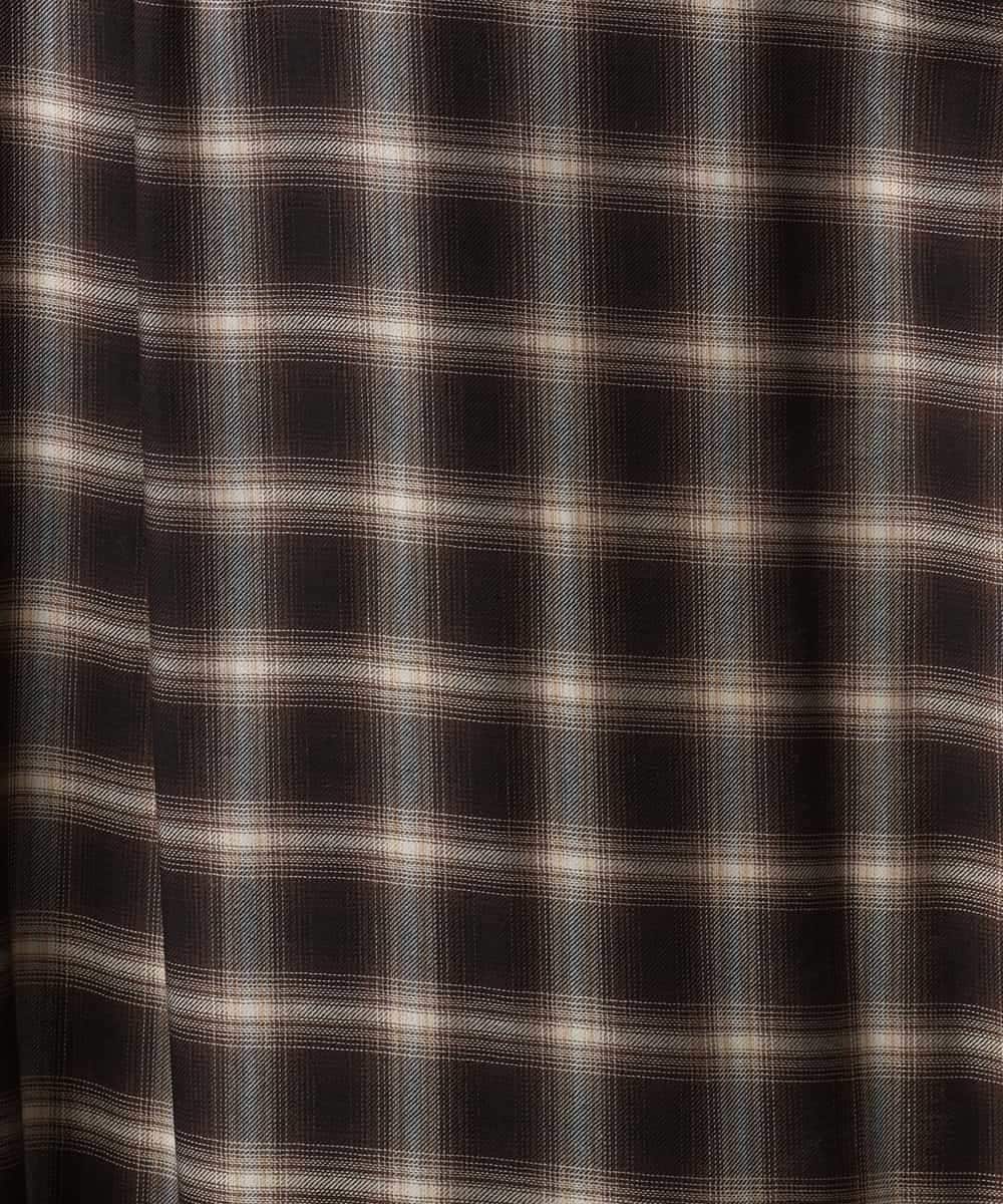 FMEAD11400 MICHEL KLEIN(ミッシェルクラン) バンドカラーチェックシャツワンピース ブラウン