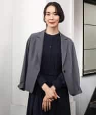 FMEAG04380 MICHEL KLEIN(ミッシェルクラン) タックフレアベルトワンピース ネイビー