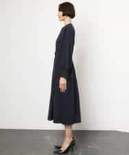 FMEAG04380 MICHEL KLEIN(ミッシェルクラン) タックフレアベルトワンピース ネイビー