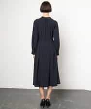 FMEAG04380 MICHEL KLEIN(ミッシェルクラン) タックフレアベルトワンピース ネイビー