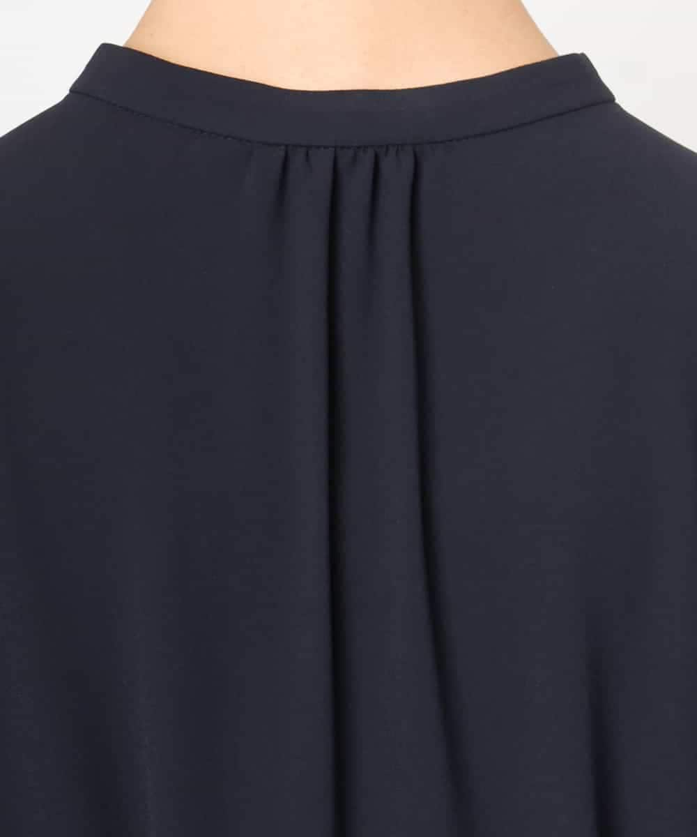FMEAG04380 MICHEL KLEIN(ミッシェルクラン) タックフレアベルトワンピース ネイビー