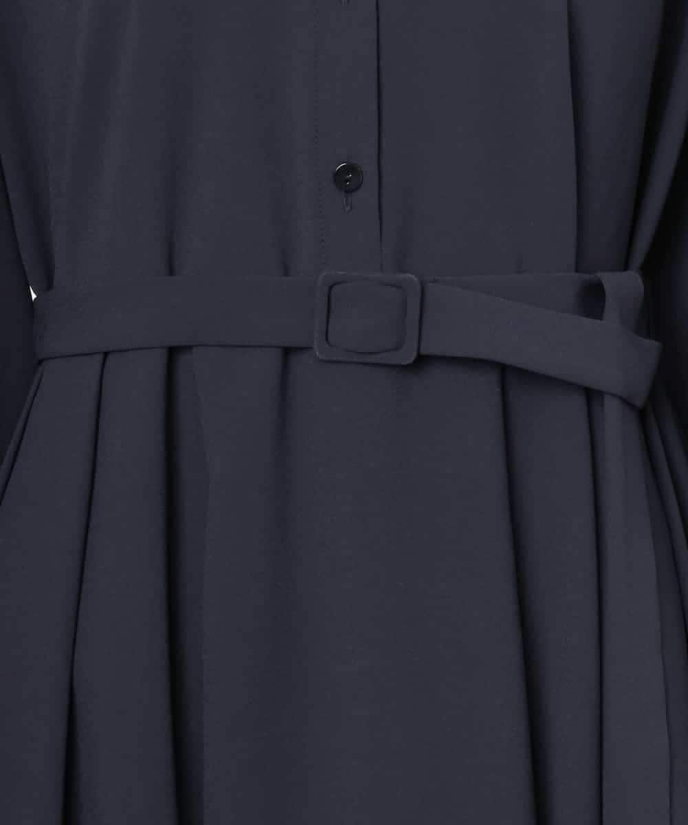 FMEAG04380 MICHEL KLEIN(ミッシェルクラン) タックフレアベルトワンピース ネイビー