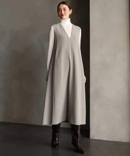 FMEAG23360 MICHEL KLEIN [セットアップ対応]Vネックノースリーブワンピース