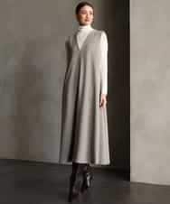 FMEAG23360 MICHEL KLEIN(ミッシェルクラン) [セットアップ対応]Vネックノースリーブワンピース ベージュ