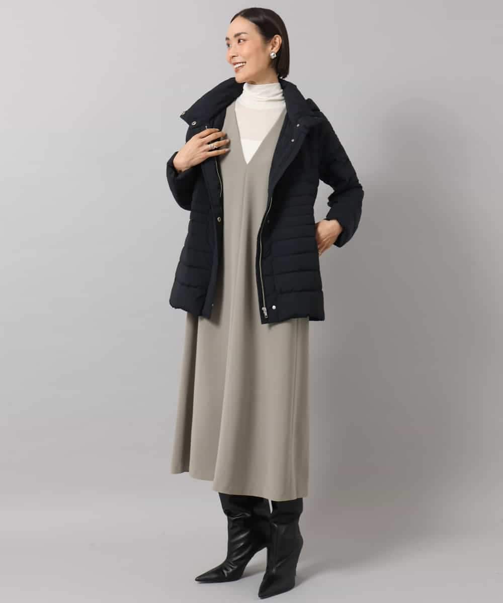 FMEAG23360 MICHEL KLEIN(ミッシェルクラン) [セットアップ対応]Vネックノースリーブワンピース ベージュ