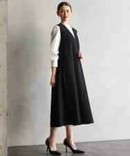 FMEAG23360 MICHEL KLEIN(ミッシェルクラン) [セットアップ対応]Vネックノースリーブワンピース ベージュ