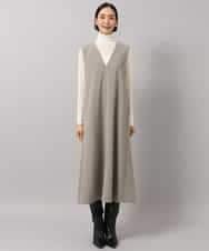 FMEAG23360 MICHEL KLEIN(ミッシェルクラン) [セットアップ対応]Vネックノースリーブワンピース ベージュ