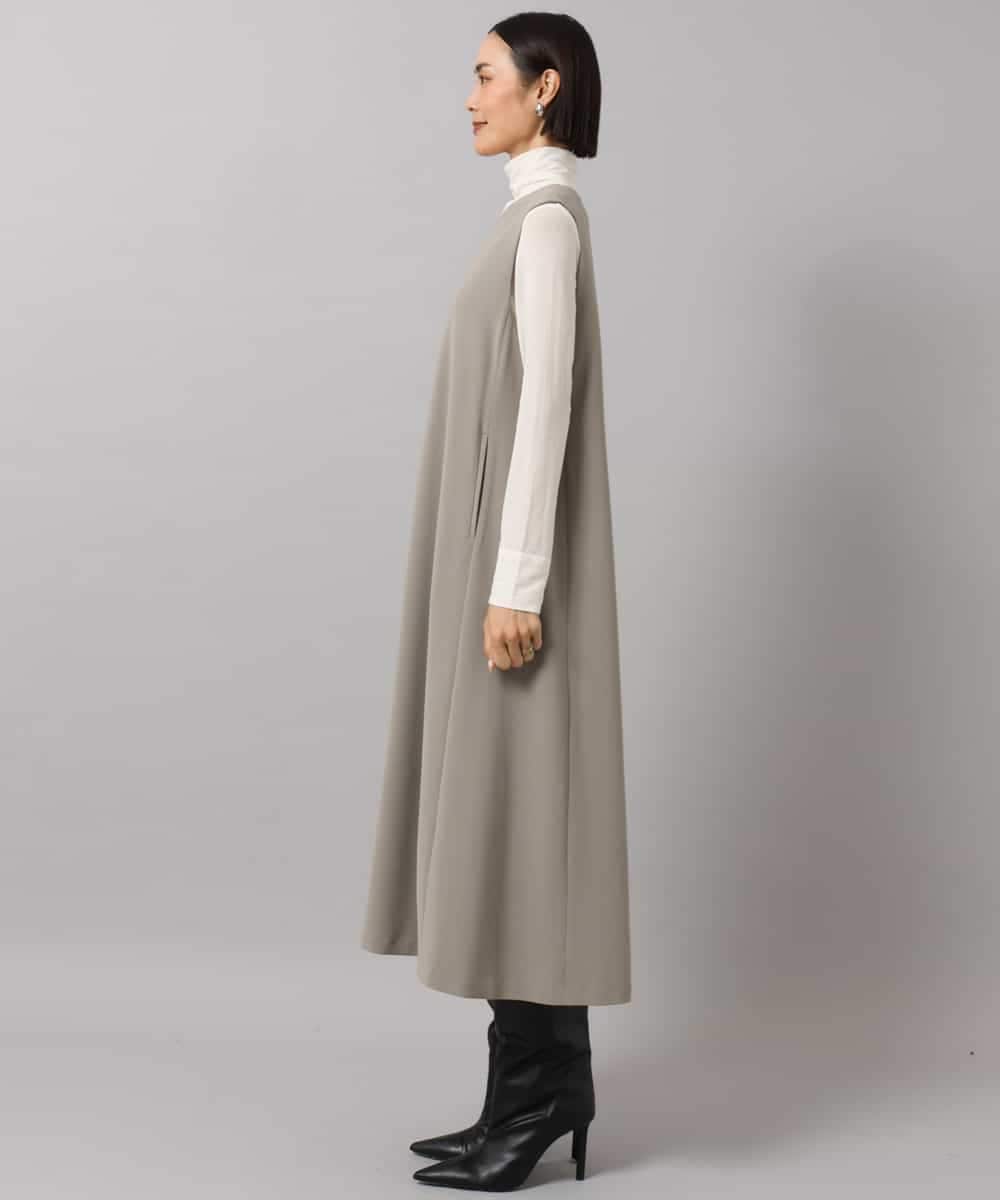 FMEAG23360 MICHEL KLEIN(ミッシェルクラン) [セットアップ対応]Vネックノースリーブワンピース ベージュ
