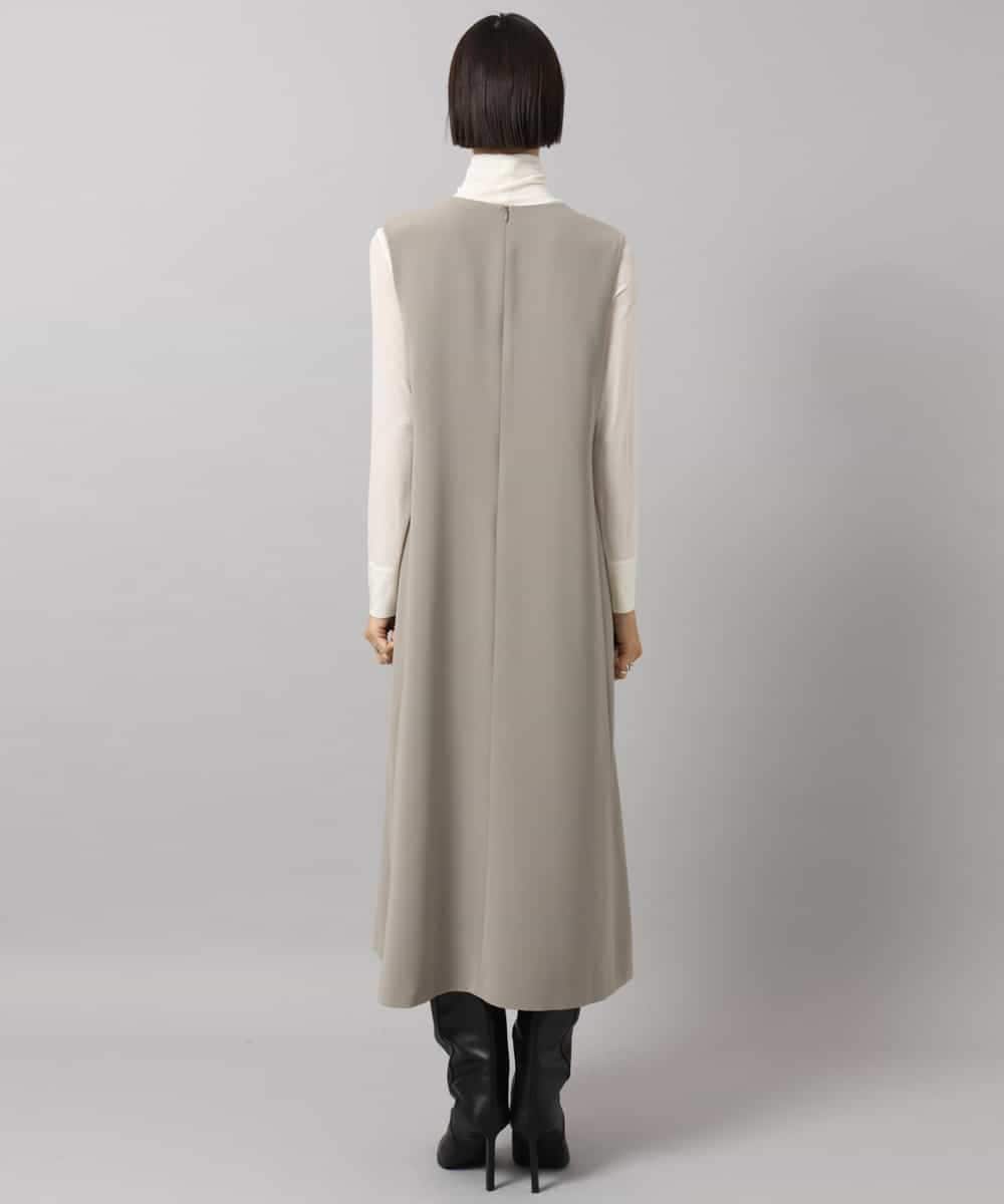 FMEAG23360 MICHEL KLEIN(ミッシェルクラン) [セットアップ対応]Vネックノースリーブワンピース ベージュ