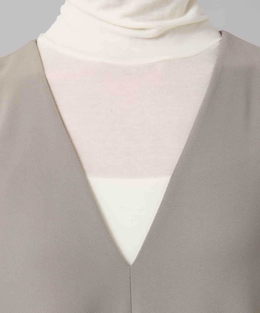 FMEAG23360 MICHEL KLEIN(ミッシェルクラン) [セットアップ対応]Vネックノースリーブワンピース ベージュ