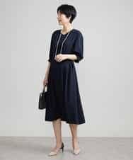 FMEAV22360 MICHEL KLEIN(ミッシェルクラン) Vネックベルト付きワンピース ネイビー(57)