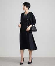 FMEAV22360 MICHEL KLEIN(ミッシェルクラン) Vネックベルト付きワンピース ブラック(94)