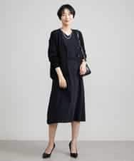 FMEAV22360 MICHEL KLEIN(ミッシェルクラン) Vネックベルト付きワンピース ブラック(94)
