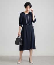 FMEAV22360 MICHEL KLEIN(ミッシェルクラン) Vネックベルト付きワンピース ブラック(94)