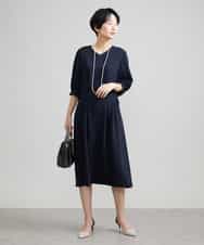 FMEAV22360 MICHEL KLEIN(ミッシェルクラン) Vネックベルト付きワンピース ブラック(94)