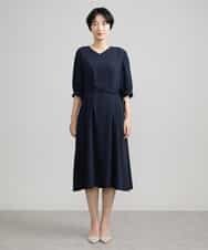 FMEAV22360 MICHEL KLEIN(ミッシェルクラン) Vネックベルト付きワンピース ブラック(94)