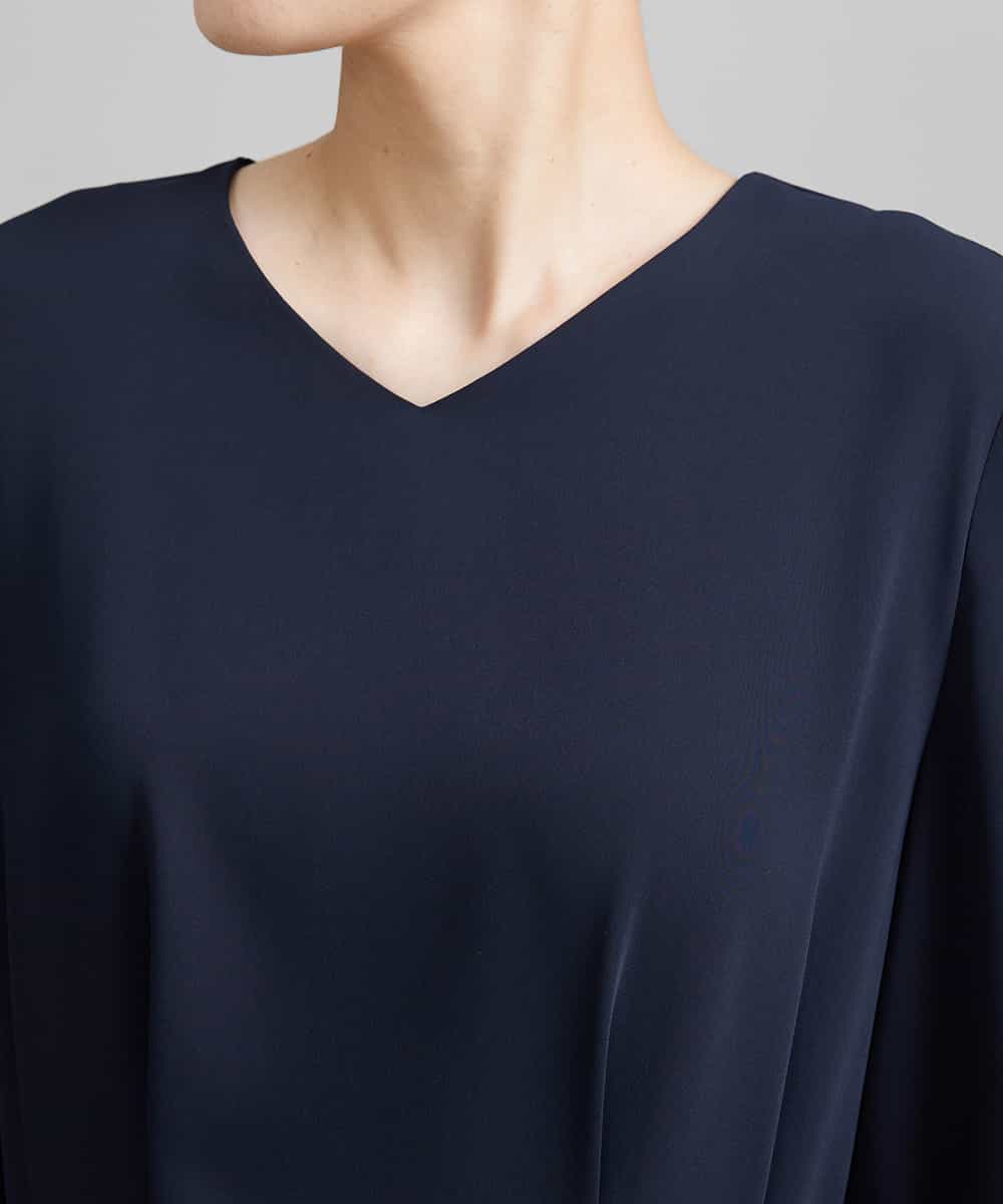 FMEAV22360 MICHEL KLEIN(ミッシェルクラン) Vネックベルト付きワンピース ブラック(94)
