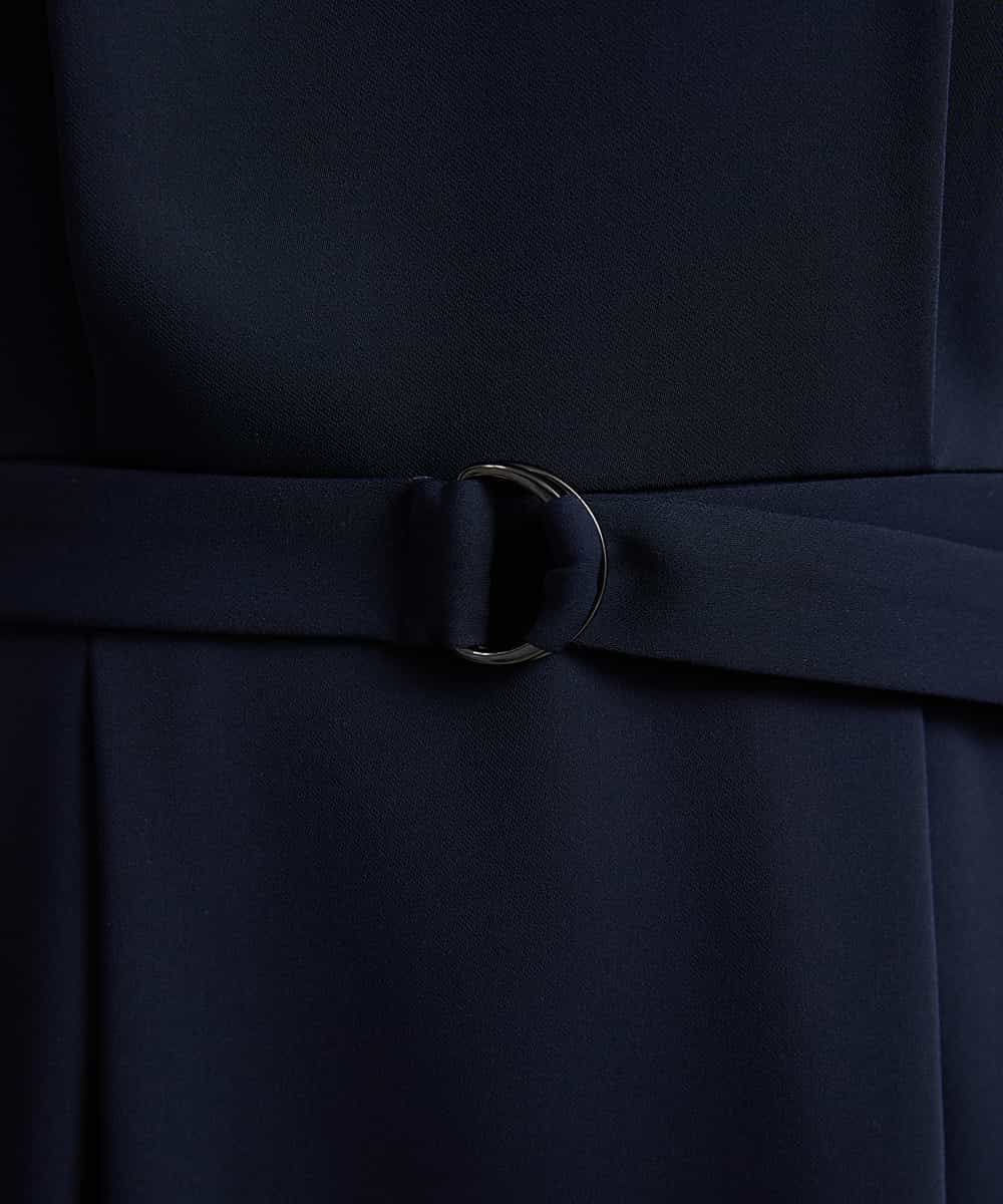FMEAV22360 MICHEL KLEIN(ミッシェルクラン) Vネックベルト付きワンピース ブラック(94)
