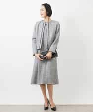 FMEDA01390 MICHEL KLEIN(ミッシェルクラン) ［セットアップ対応/洗える］ノースリーブツイードワンピース グレー