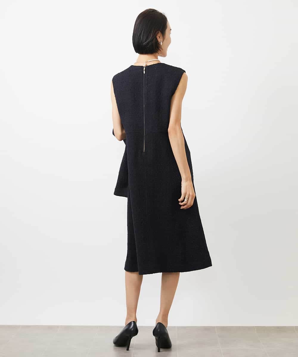 FMEDA01390 MICHEL KLEIN(ミッシェルクラン) ［セットアップ対応/洗える］ノースリーブツイードワンピース グレー