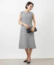 FMEDA01390 MICHEL KLEIN(ミッシェルクラン) ［セットアップ対応/洗える］ノースリーブツイードワンピース グレー