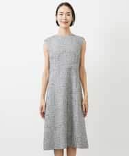 FMEDA01390 MICHEL KLEIN(ミッシェルクラン) ［セットアップ対応/洗える］ノースリーブツイードワンピース グレー