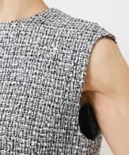 FMEDA01390 MICHEL KLEIN(ミッシェルクラン) ［セットアップ対応/洗える］ノースリーブツイードワンピース グレー