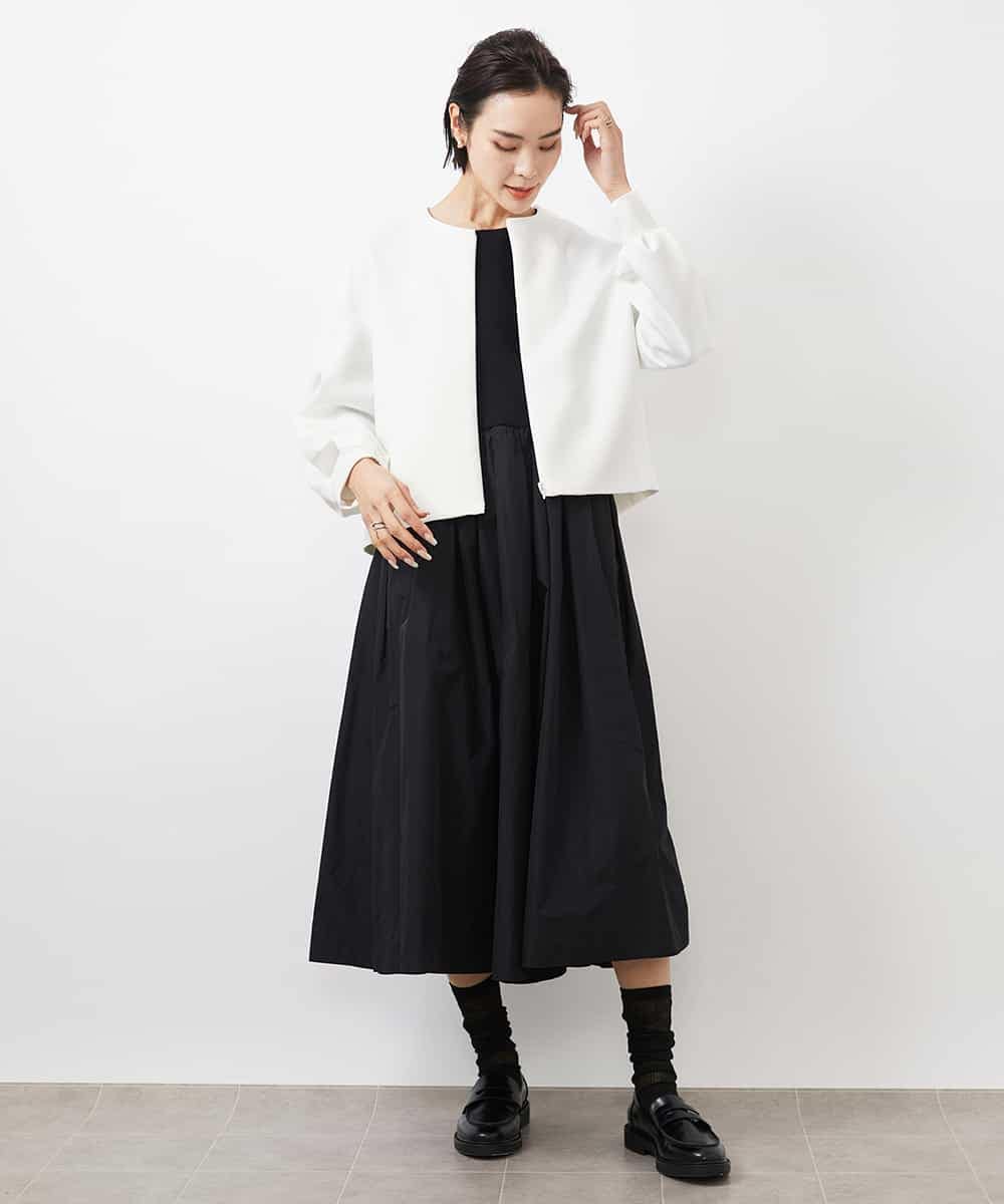 FMEDA02430 MICHEL KLEIN(ミッシェルクラン) ドッキングワンピース ブラック