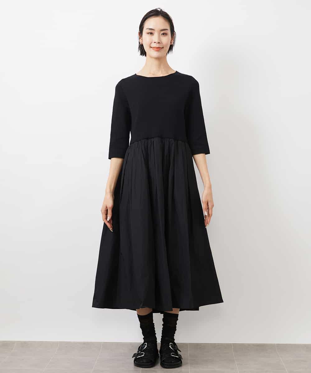 FMEDA02430 MICHEL KLEIN(ミッシェルクラン) ドッキングワンピース ブラック