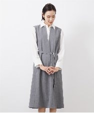 FMEDA06380 MICHEL KLEIN(ミッシェルクラン) キーネックノースリーブワンピース(セットアップ対応) ネイビー