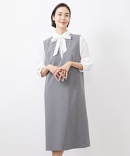 FMEDA06380 MICHEL KLEIN(ミッシェルクラン) キーネックノースリーブワンピース(セットアップ対応) グレー