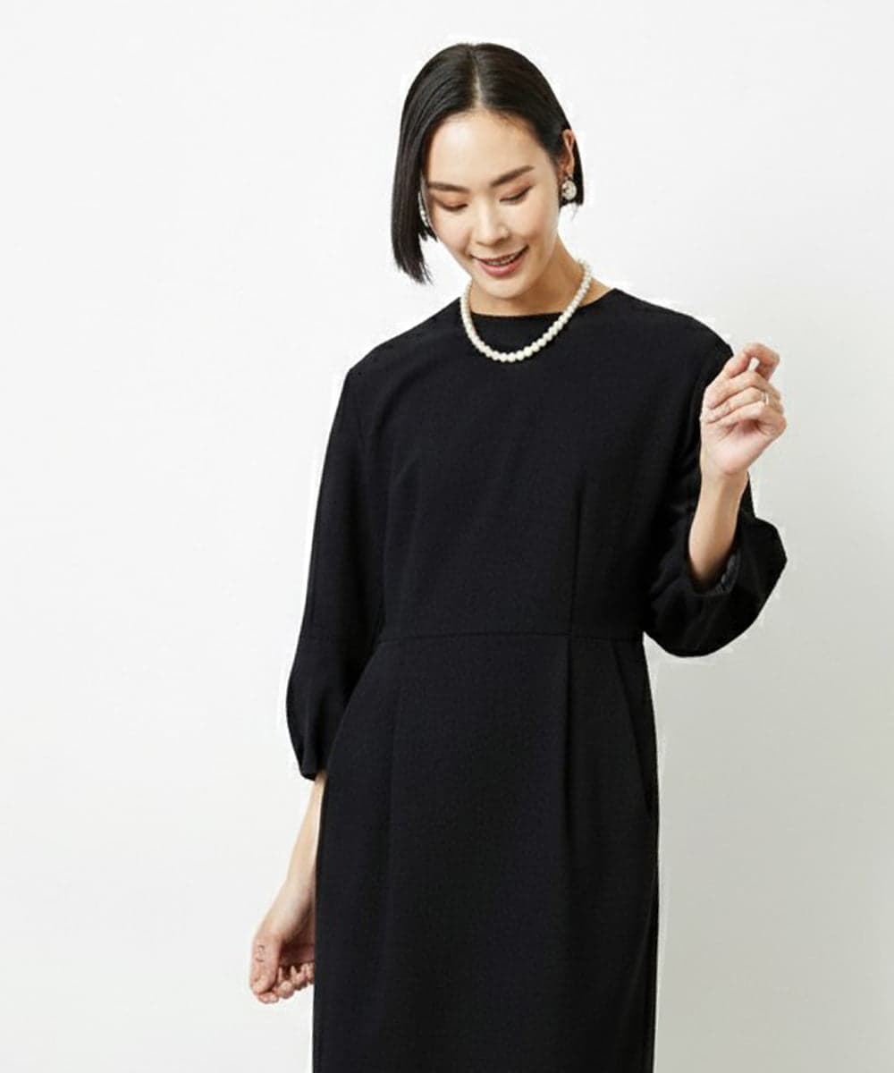 FMEDD03330 MICHEL KLEIN(ミッシェルクラン) ［オケージョン/セレモニー］スリーブコンシャスワンピース ブラック