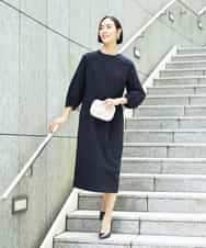 FMEDD03330 MICHEL KLEIN(ミッシェルクラン) ［オケージョン/セレモニー］スリーブコンシャスワンピース ネイビー