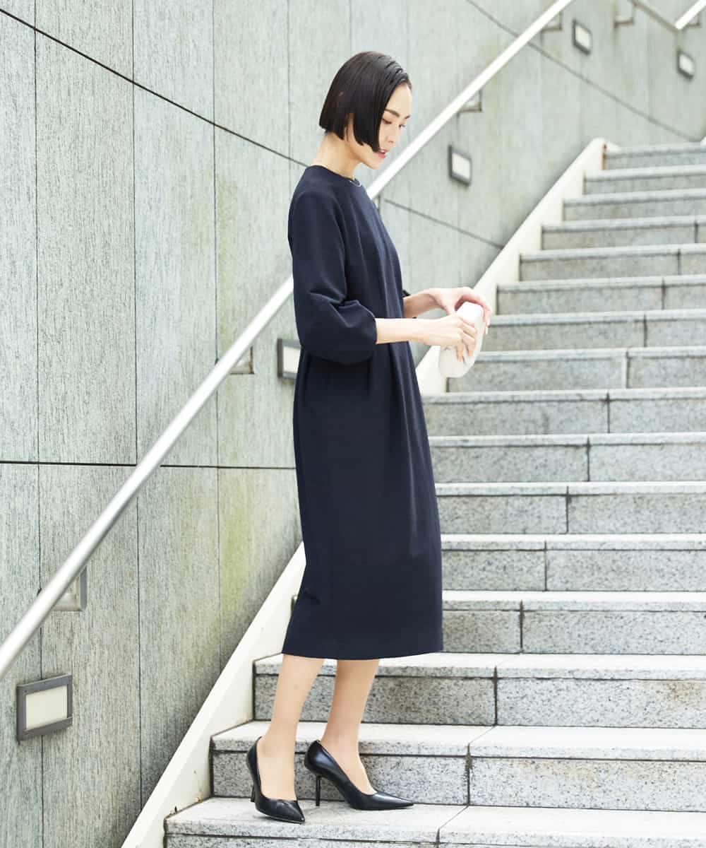 FMEDD03330 MICHEL KLEIN(ミッシェルクラン) ［オケージョン/セレモニー］スリーブコンシャスワンピース ネイビー