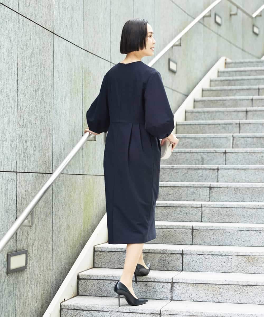 FMEDD03330 MICHEL KLEIN(ミッシェルクラン) ［オケージョン/セレモニー］スリーブコンシャスワンピース ネイビー