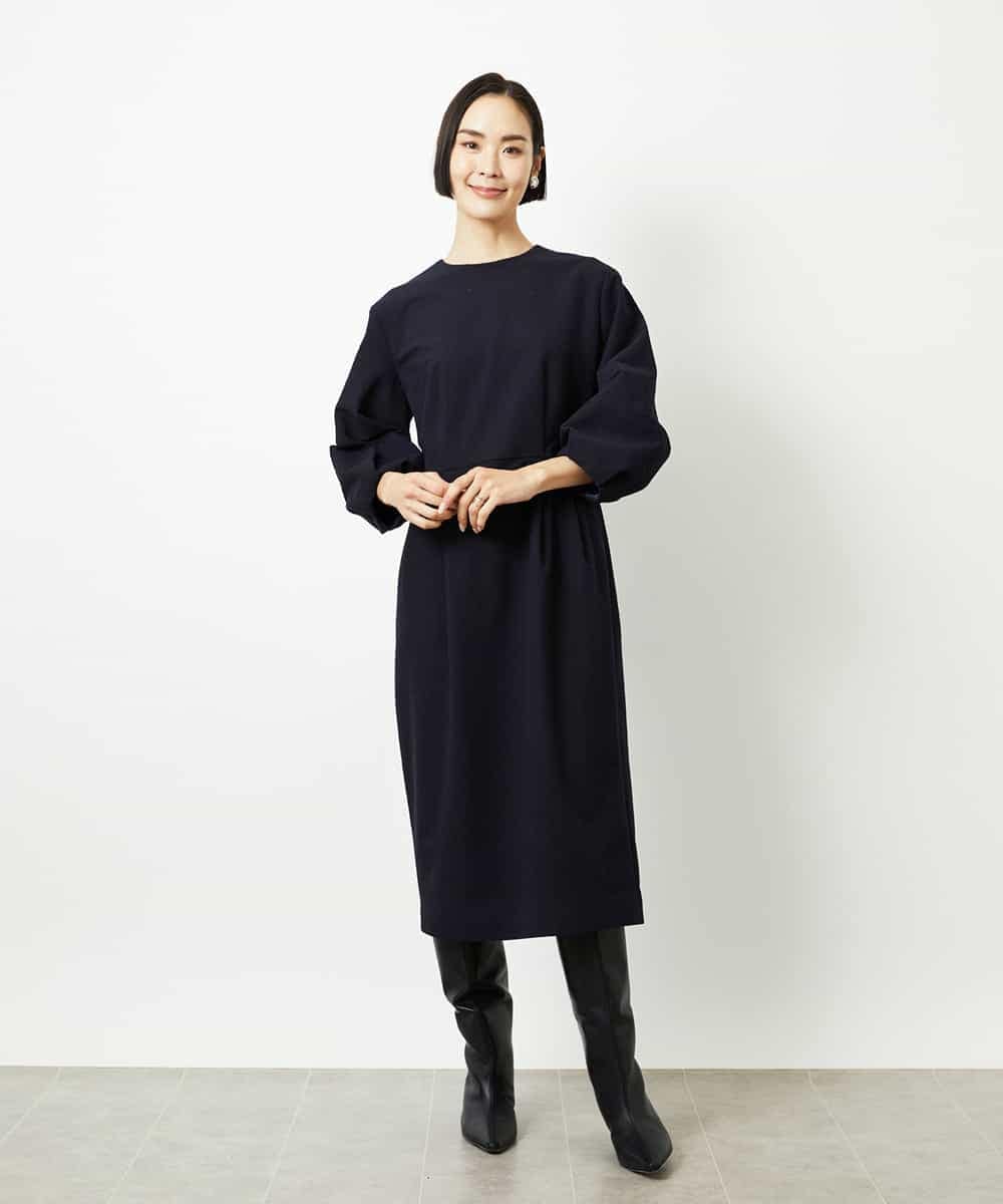 FMEDD03330 MICHEL KLEIN(ミッシェルクラン) ［オケージョン/セレモニー］スリーブコンシャスワンピース ネイビー