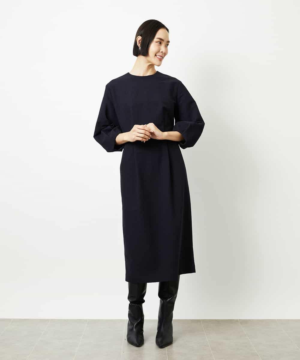 FMEDD03330 MICHEL KLEIN(ミッシェルクラン) ［オケージョン/セレモニー］スリーブコンシャスワンピース ネイビー