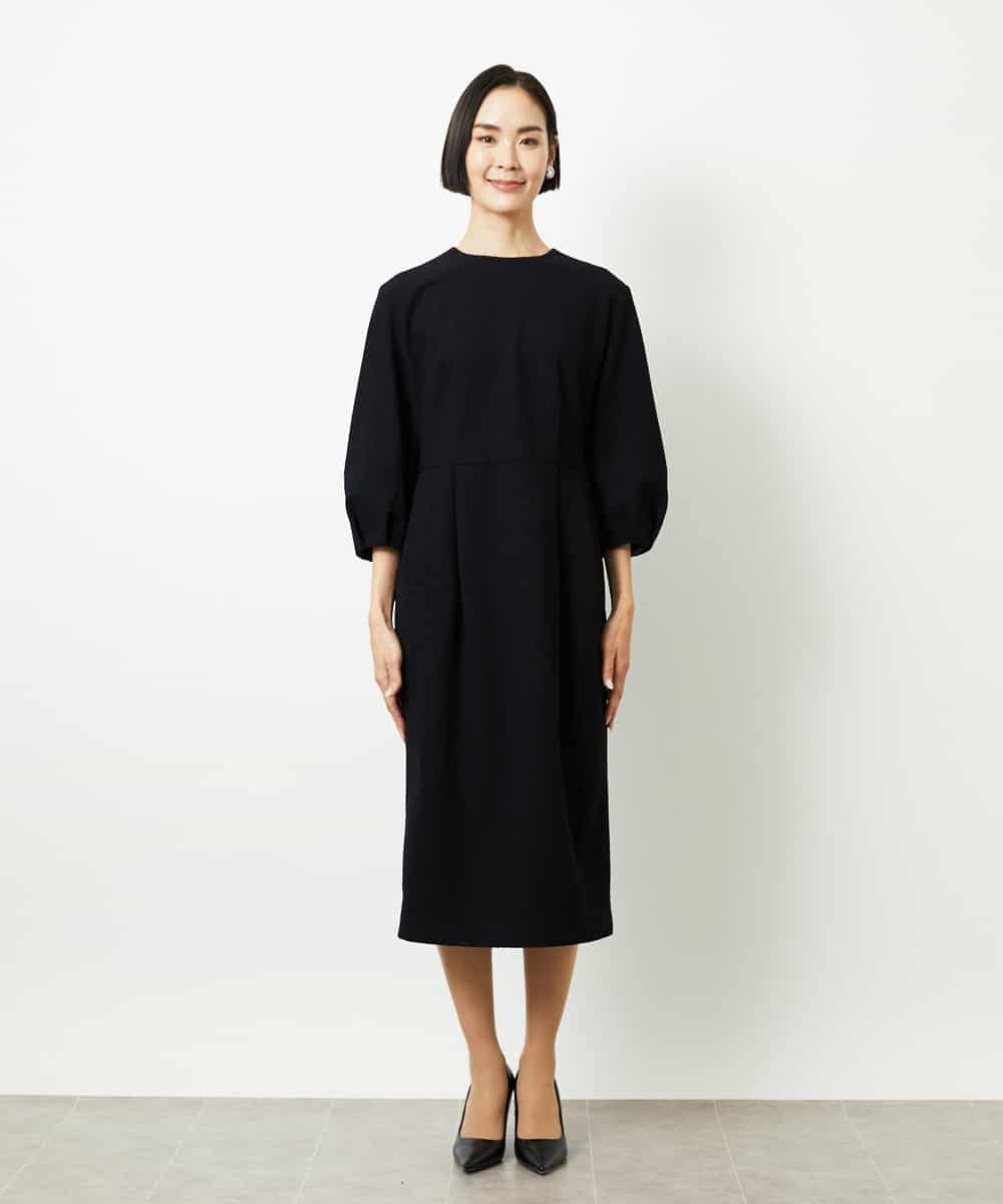 FMEDD03330 MICHEL KLEIN(ミッシェルクラン) ［オケージョン/セレモニー］スリーブコンシャスワンピース ネイビー